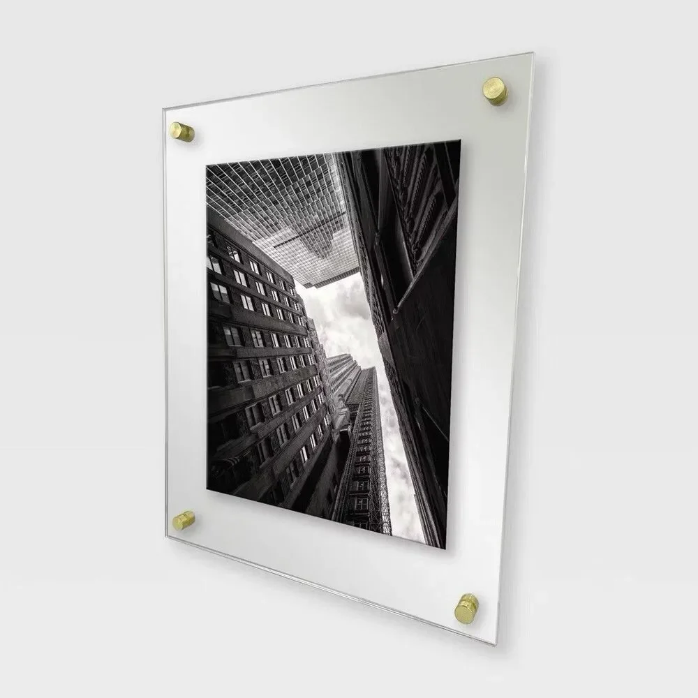 Threshold 11x14 Acrylic Frame Clear Wall Mount Brass Hardware Modern READ